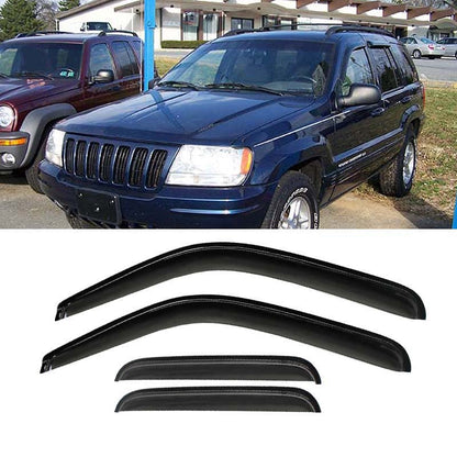 Wind Deflector Compatible with 1999-2004 Jeep Grand Cherokee WJ Sun/Rain Guard Smoke Window Visor 4pcs 94650 - size: For 1999-2004 Grand Cherokee WJ
