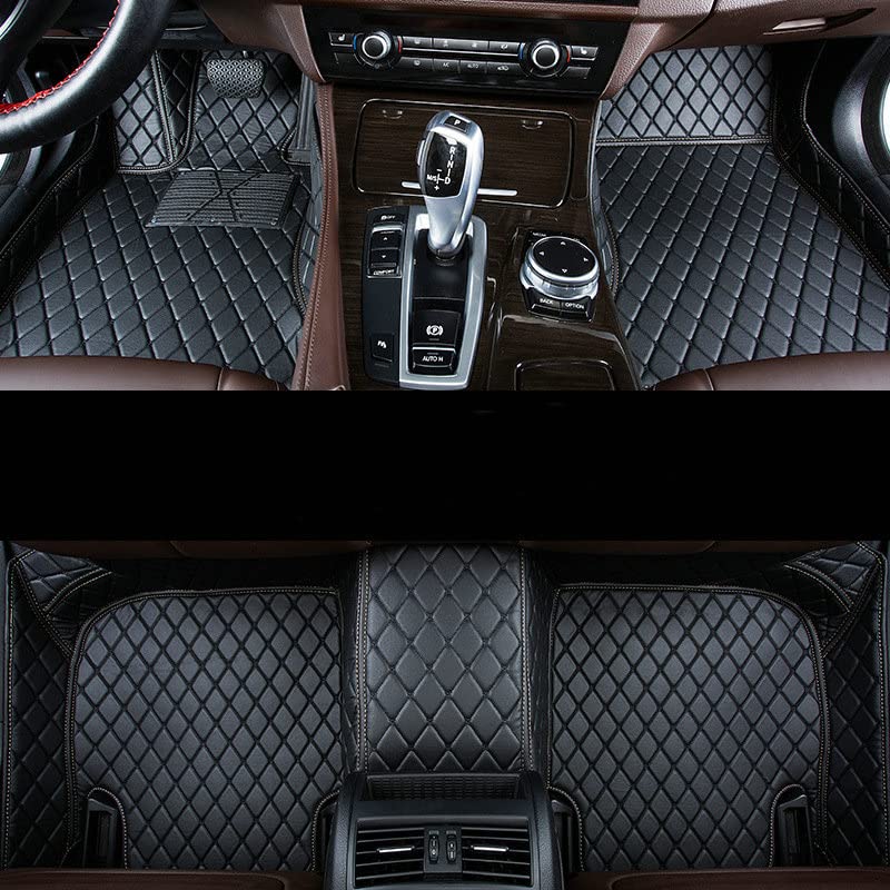 All-Weather car Floor Mats-Suitable for 98% of car Models Watherproof Leather car Floor mat (Black) - color: Black
