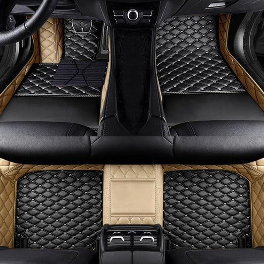 Custom Fit Car Floor Mats by SARAHS - Waterproof PU Leather Full Coverage for Most Cars, SUVs, and Trucks - Automotive Liners to Protect Vehicle Interior Floor Accessories (Black Beige 2) - color: Black Beige 2