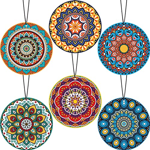 12 Pieces Mandala Car Air Fresheners, Hanging Hippie Car Accessories, Boho Style Automotive Air Fresheners Long Lasting for Women Men Auto Interior Decoration