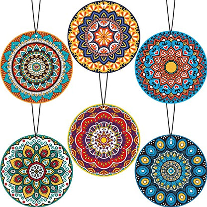 12 Pieces Mandala Car Air Fresheners, Hanging Hippie Car Accessories, Boho Style Automotive Air Fresheners Long Lasting for Women Men Auto Interior Decoration