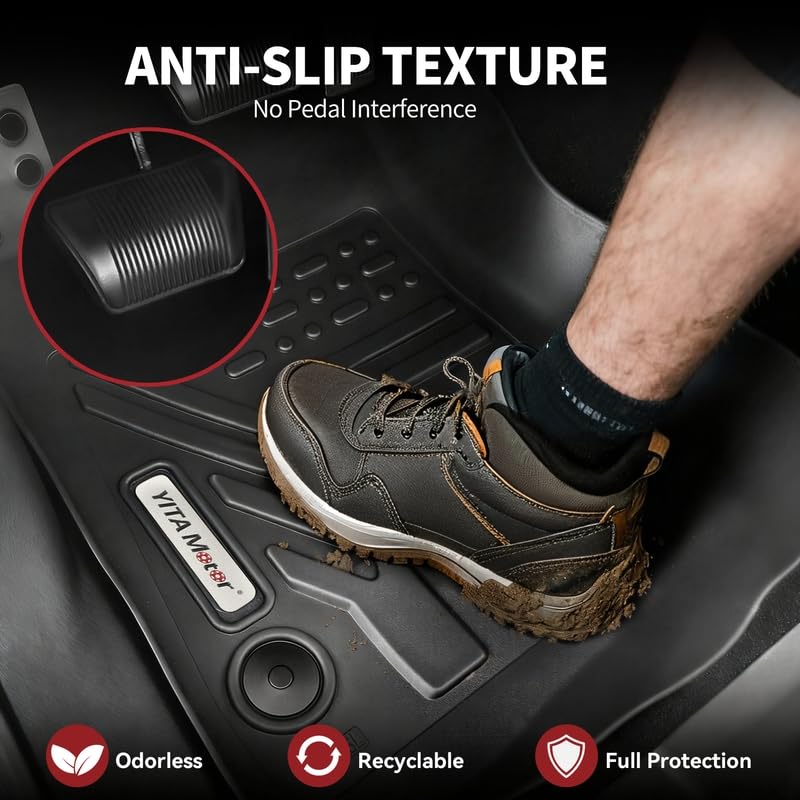 YITAMOTOR Floor Mats for Jeep Wrangler JK Unlimited 4 Doors 2014-2018 (Not for JL or 2-Door), All Weather Custom Fit Floor Liners 1st & 2nd Row Protection, Heavy Duty Car Mats Black - style: 2014-2018 Wrangler JK 1st & 2nd Row