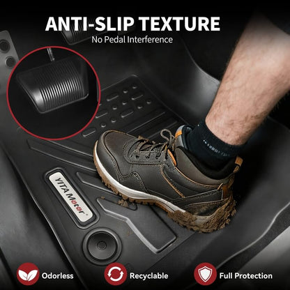 YITAMOTOR Floor Mats for Jeep Wrangler JK Unlimited 4 Doors 2014-2018 (Not for JL or 2-Door), All Weather Custom Fit Floor Liners 1st & 2nd Row Protection, Heavy Duty Car Mats Black - style: 2014-2018 Wrangler JK 1st & 2nd Row
