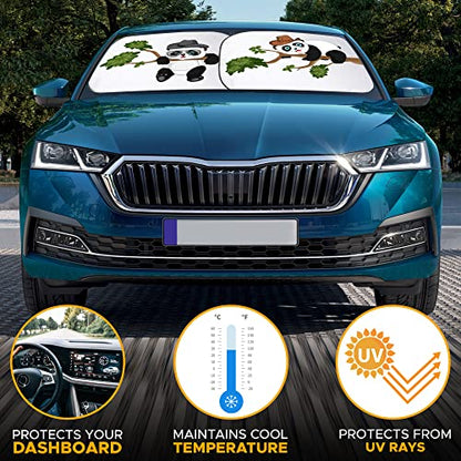 EcoNour Windshield Sun Shade Cartoon Funny Medium Size (31" L x 28" W), Printed Car Sunshade Foldable, 240T Polyester Blocks Heat and UV Rays for Front Window Protection - size: Medium-grey