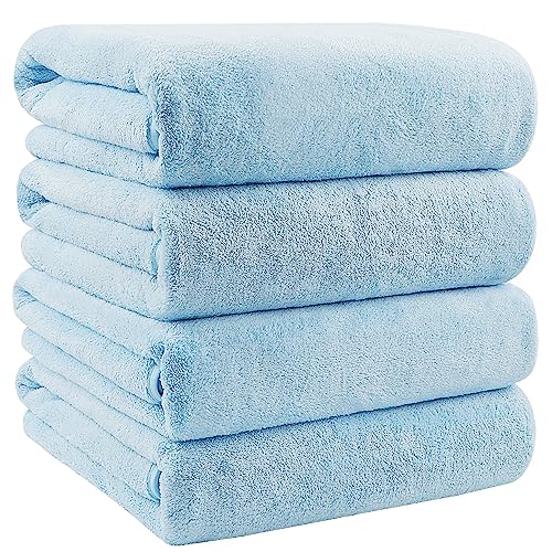 Orighty Bath Towels Pack of 4 (27’’ x 54’’) - Soft Feel Microfiber Bath Towel, Highly Absorbent Microfiber Towels for Body, Quick Drying, Bath Towel Set for Sport, Yoga, SPA, Fitness - Blue - color: Blue, size: 4 Pack Bath Towels