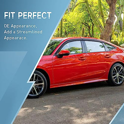 Rain Guards Compatible with Honda Civic Sedan 2022 2023 2024 2025 2026, Tape-on Durable Side Window Sun Wind Deflectors, 2022-2026 Civic Rain Guard Black 6 PCS - size: 2022-2026 Honda Civic Sedan (Tape-On)
