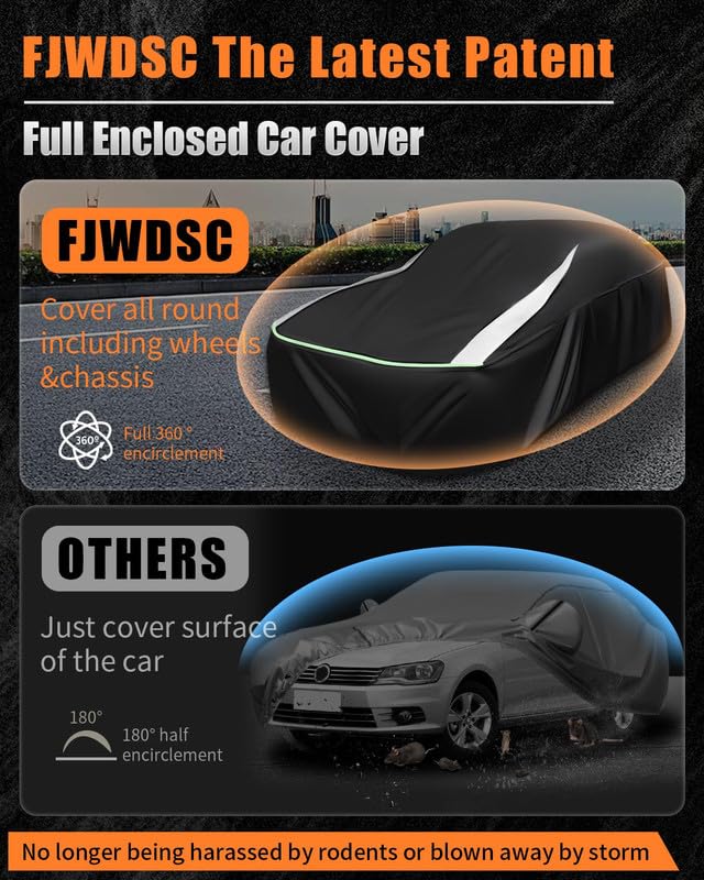 Full Enclosed SUV Car Cover Universal Fit Wrangler 4 Door/Grand Cherokee,Outback,BMW X5,Lexus RX350,Model y,Equinox,Edge,4Runner/Highlander,Pilot,Audi Q5,Infiniti QX50/55/70,Macan/Cayenne,MDX - size: 8.For SUV/Jeep Length 185-198 inches