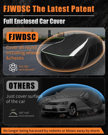 Full Enclosed SUV Car Cover Universal Fit Wrangler 4 Door/Grand Cherokee,Outback,BMW X5,Lexus RX350,Model y,Equinox,Edge,4Runner/Highlander,Pilot,Audi Q5,Infiniti QX50/55/70,Macan/Cayenne,MDX - size: 8.For SUV/Jeep Length 185-198 inches