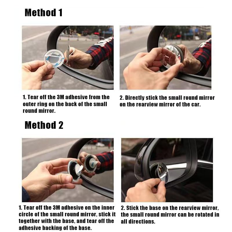 KARKOR Blind Spot Mirror Round HD Glass Convex 360° Wide Angle Side Rear View Mirror Exterior Accessories and Interior for Cars SUV and Trucks Pack of 2
