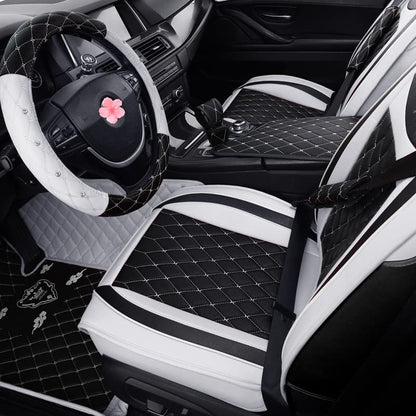 Car Seat Covers Front Seats, Super Luxurious Heavy Universal Duty Waterproof Leather Automotive Vehicle Cover for Cars SUV Pick-up Truck, Non-Slip Seat Black White Car Accessories (2 PCS Front/White) - color: 2 PCS Front/white