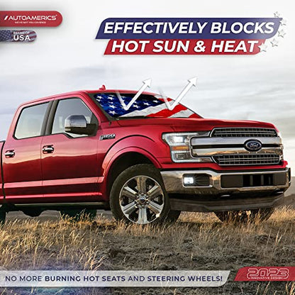 Autoamerics 1-Piece Windshield Sun Shade Grunge American Flag - 4 USA Design - Foldable Car Front Window Sunshade for Most Sedans SUV Truck - Blocks Max UV Rays and Keeps Your Vehicle Cool - Large - color: USA GRUNGE FLAG-4, size: LARGE = 64 x 33.5 inches