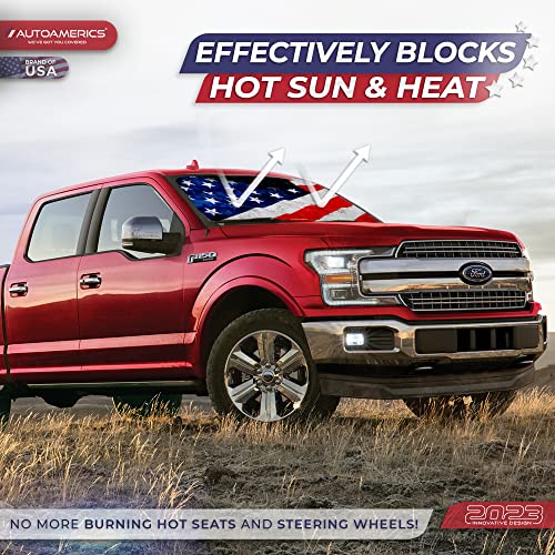 Autoamerics 1-Piece Windshield Sun Shade Grunge American Flag - 4 USA Design - Foldable Car Front Window Sunshade for Most Sedans SUV Truck - Blocks Max UV Rays and Keeps Your Vehicle Cool - Large - color: USA GRUNGE FLAG-4, size: LARGE = 64 x 33.5 inches