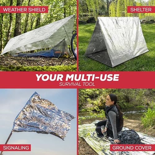 Mart Cobra Emergency Blanket 25-Pack Space Mylar Blankets Survival Gear and Supplies Reusable Thermal Camping Essentials Hiking First Aid Car Emergency Kit Prepper Foil Bug Out Bag Warm Cat Cold Snow - size: 25 Pack