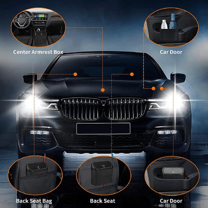 Leak-Proof Mini Car Trash Can with Lid & 5 Packs of 150 Garbage Bags - The Perfect Car Accessory!