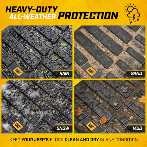 Cat® JustFit™ 3D Floor Mats for Jeep Wrangler JL 2018–2026 Custom Fit All Weather Floor Liners, Heavy Duty Rubber Mats for Jeep Wrangler Unlimited (Not for PHEV or JK) Accessories for Full Protection - style: Jeep Wrangler 4WD (2018-2026)
