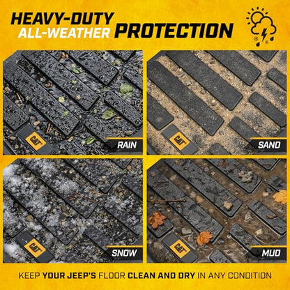 Cat® JustFit™ 3D Floor Mats for Jeep Wrangler JL 2018–2026 Custom Fit All Weather Floor Liners, Heavy Duty Rubber Mats for Jeep Wrangler Unlimited (Not for PHEV or JK) Accessories for Full Protection - style: Jeep Wrangler 4WD (2018-2026)