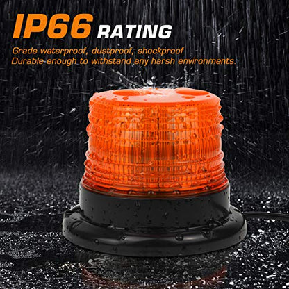 LED Strobe Light, 12V-24V Amber 40 LED Warning Safety Flashing Beacon Lights with Magnetic and 16 ft Straight Cord for Vehicle Forklift Truck Tractor Golf Carts UTV Car Bus