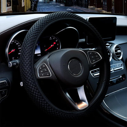 Hiflyer Steering Wheel Cover - Universal 14.5-15 Inch, Soft Microfiber Car Wheel Cover for Women & Men (Black) - color: Black