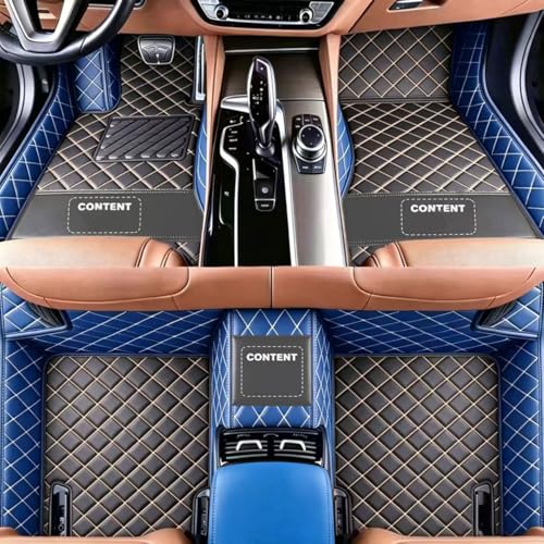 Custom Personalized Floor Mats for Cars, Luxury Full Coverage All Weather Car Mats, Anti-Slip Car Mat Set, Customize Floor Mat for 99% of Sedan, Trucks SUV (Black+Blue Side) - color: Black+Blue Side