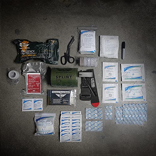 EVERLIT Emergency Trauma Kit, CAT GEN-7 Tourniquet 36" Splint, Military Combat Tactical IFAK for First Aid Response, Critical Wounds, Severe Bleeding Control (Black Camo) - color: Black Camo