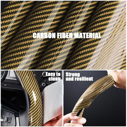 Carbon Fiber Steering Wheel Covers 3 Piece Clip on Steering Wheel Cover (Yellow) - color: Yellow