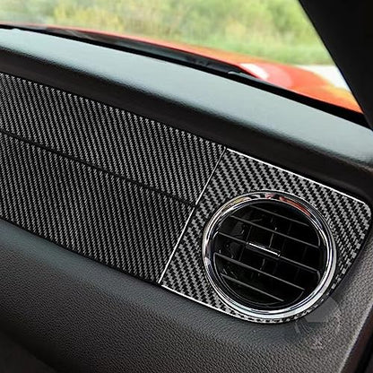 3pcs Real Soft Carbon Fiber Car Co-Pilot Dashboard Panel Anti-Scratch Strip Trim Sticker Compatible with Ford Mustang GT/Shelby 2009 2010 2011 2012 2013 2014 Auto Interior Accessories Black - color: Co-pilot Dash Panel