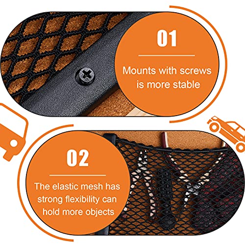 Frienda 4 Pcs Car Storage Net Bag, ABS Plastic Framed Mesh Net Holder, Phone & Cargo Organizer with Screws for Auto, Rv, Boat, Truck Pocket Storage (12 x 8 Inch) - size: 12 X 8 Inch