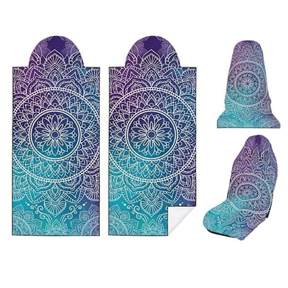2 Pack Car Seat Towel Covers, Sweat-Proof Microfiber Seat Protectors for Gym, Running, Beach & Workout, Breathable Quick-Dry, Machine Washable, Gradient Mandala Print, Universal Fit - color: Gradient Mandala