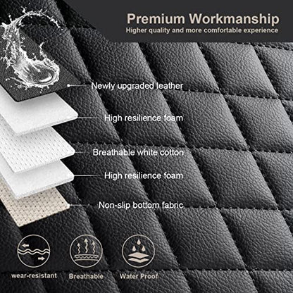 West Llama Pu Leather Car Seat Bottom Covers Protectors Include 1 Pair Front Driver Seat Pad Mat and 1 Rear Bench Cover Universal Fit 90% Vehicles,Black - color: A-Black, size: Universal Fit - Full Set