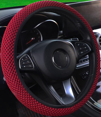 Hiflyer Car Steering Wheel Cover Women & Men, Universal 14.5-15 Inch Steering Wheel Covers, Soft Microfiber Car Wheel Cover Car Stuff Car Accessories Interior (Wine Red) - color: Wine Red