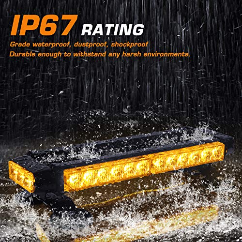 LINKITOM Roof Top LED Strobe Light Bar -Double Side Amber 30 LED Emergency Hazard Safety Warning Flashing Beacon Lighting Bar with Magnetic Base for Snow Plow, Trucks, Construction Vehicles