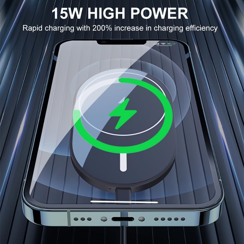 Magnetic Car Wireless Charger 15W Fast Charging, Powerful Magnetic Attraction, Black & White, Ideal for Drivers - color: Black, size: Round