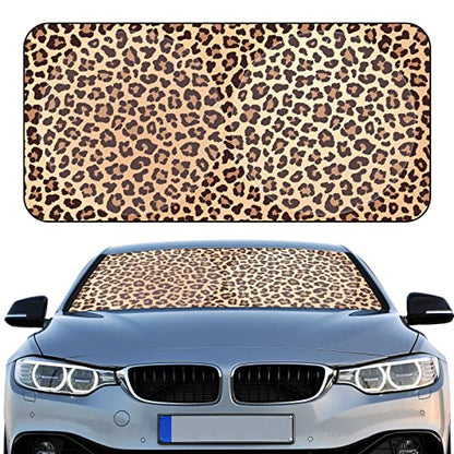 Windshield Sun Shade Foldable Car Front Window Covers for Car Accessories Sun Heat UV Rays Visor Protector Protection for Universal Cars SUV Truck(Nice Leopard) - style: Nice Leopard