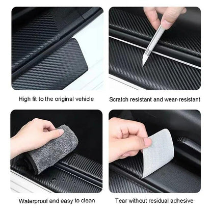 9 Pcs Car Door Sill Protector for Honda CR-V Hybrid & CRV 2023 2024 2025 2026, Scuff Plate Guard Entry Trim Carbon Fiber Texture Anti-Scratch Waterproof Durable