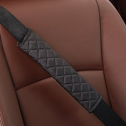 4 Pack Universal Car Seat Belt Pads, Adult Seat Belt Shoulder Strap Covers Harness Pad for Car/Bag,Soft Comfort Helps Protect You Neck Shoulder from The Seat Belt Rubbing（Black） - color: black