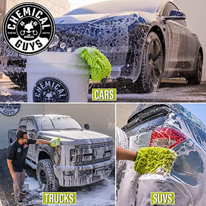 Chemical Guys Chenille Premium Scratch-Free Microfiber Wash Mitt for Car Washing - 2 Pack, Lime Green, Ultra-Soft Car Wash Gloves, Swirl-Free Finish, Safe for Trucks, SUVs, Motorcycles, and More - size: 2 Pack