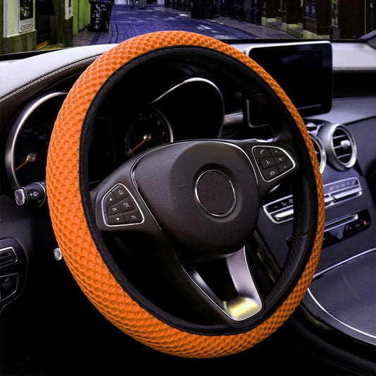 Hiflyer Car Steering Wheel Cover Women & Men, Universal 14.5-15 Inch Steering Wheel Covers, Soft Microfiber Car Wheel Cover Car Stuff Car Accessories Interior (Orange) - color: Orange