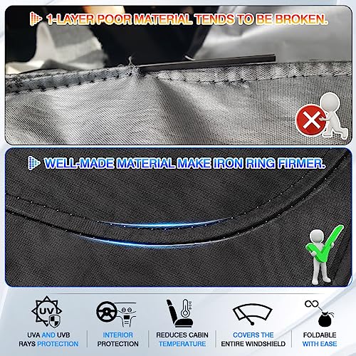 Canvcle Windshield Sun Shade for 2025-2026 Toyota 4Runner Accessories Thicken 6-Layer Front Window Sunshade Cover Sun Visor Protector Foldable Block UV Rays Keep Vehicle Cool - size: 1PCS Toyota 4Runner 2025-Present