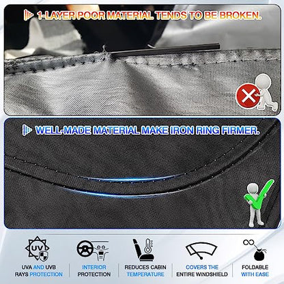 Canvcle Windshield Sun Shade for 2013-2018 Toyota RAV4 Accessories Thicken 6-Layer Front Window Sunshade Cover Sun Visor Protector Foldable Block UV Rays Keep Vehicle Cool - size: 1PCS Toyota RAV4 2013-2018