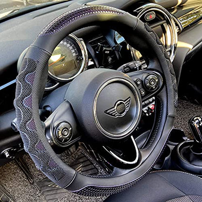 PINCTROT Large Size Steering Wheel Cover Great Grip with 3D Honeycomb Anti-Slip Design, 15.5-15.75 Inch (Purple) - color: 5.Purple, size: Large Size[15 1/2''-15 3/4'']