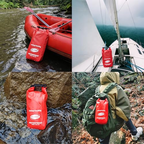 Waterproof First Aid Kit Roll Top Boat Emergency Kit with Waterproof Contents for Fishing Kayaking Boating Swimming Camping Rafting Beach Red - color: Ws011-red