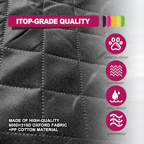 Waterproof Non-Slip Durable Dog Cargo Cover Mat for Cars, Dog Car Seat Cushion with Side Walls Protector and Bumper Flap, Non-Slip Cover Stays Securely in Place, Fits Your Car, Truck and SUV, Black