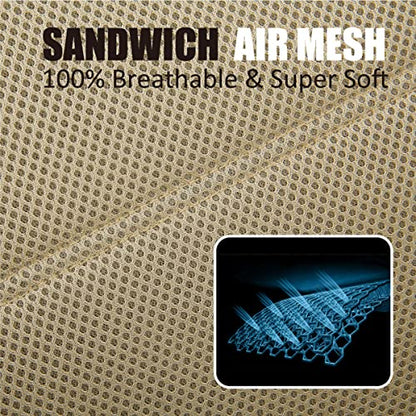 P&J AUTO Leather and Mesh Car Seat Cover Front Pair Universal Fit for Cars Trucks Vans & SUVs Airbag Compatible (Beige) - color: BK BG