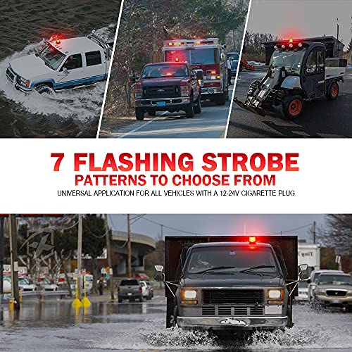 Xprite LED Beacon Light, Forklift Strobe Lights w/Magnetic Base for Construction Vehicles, TowTrucks, Security Patrol, Postal, Golf Carts, UTV ATV, Snow Plows-Red - color: Red