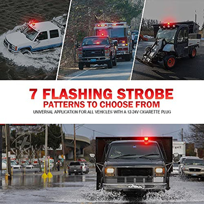 Xprite LED Beacon Light, Forklift Strobe Lights w/Magnetic Base for Construction Vehicles, TowTrucks, Security Patrol, Postal, Golf Carts, UTV ATV, Snow Plows-Red - color: Red