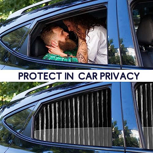 ZATOOTO Car Side Window Sun Shades - Privacy Magnetic Black 2 Pcs Covers Blinds Curtains - Auto Accessories Sunshades Keeps Cooler Screen for Baby Sleeping - color: Black Faux Silk Louvered–Rear 2PCS