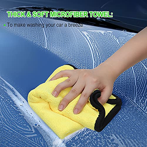 Wontolf 62'' Car Wash Brush with Long Handle Chenille Microfiber Car Wash Mop Mitt Kit Car Detailing Brush Cleaning Kit Window Squeegee Car Duster Drying Towels Tire Brush for Cars RV Truck Boat - color: Green