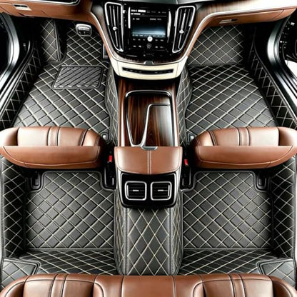 Customize Personalized Floor Mats for Cars, Full Coverage Luxury Car Mats, Anti-Slip Car Mat Set, Custom Floor Mat Suitable 99% of Sedan Trucks SUV auto (Black Beige) - color: Black beige