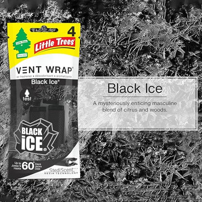 LITTLE TREES Car Air Freshener | Vent Wrap Provides Long Lasting Scent, Invisibly Fresh | 16 Air Fresheners | Black Ice - color: Black Ice