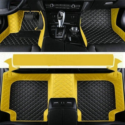 Custom Making Car Floor Mats for 90% Car Model Luxury Leather All Weather Waterproof Anti-Skid Full Coverage Liners (Black and Yellow) - color: black and yellow